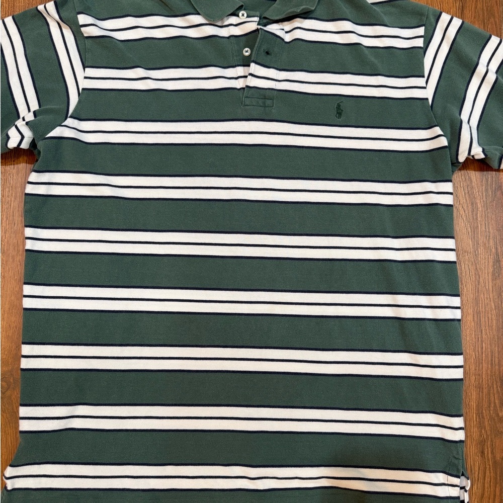 Vintage Ralph Lauren pique Polo Shirt (green stripe) - men’s XL
